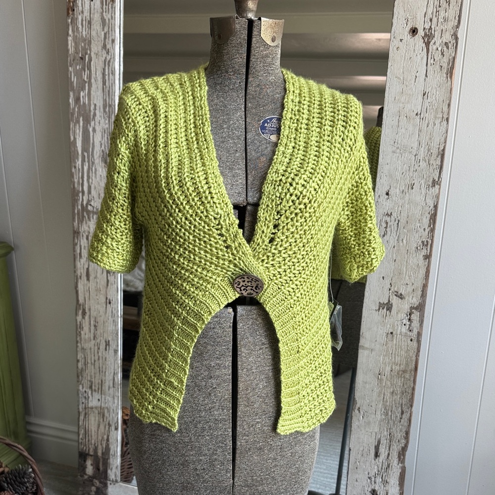 Vibrant Lime Open-Front Cardigan